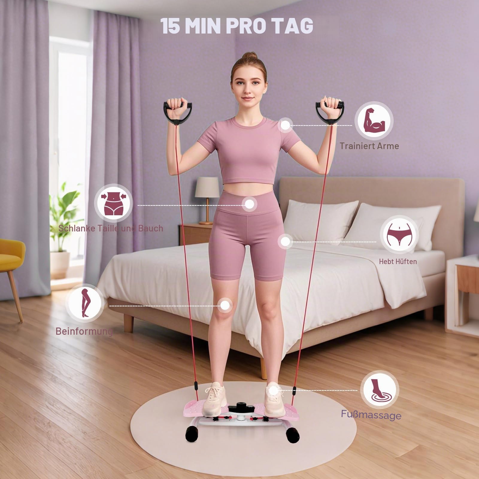 Twist Waist Disc Board mit Schrittzähler & Kordelzug, Twist Fit Drehscheibe Tragkraft 120 kg, Heimsportgerät für Gewichtsverlust, Bauchmuskeltraining, Gleichgewichtstraining, Fußmassage
