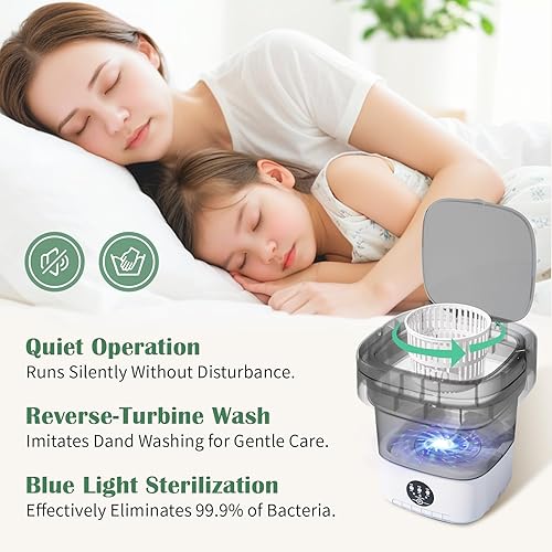Miniatura 5 de Lavadora portátil de gran capacidad de 15 L, lavadora portátil con un solo toque para ropa de bebé y artículos pequeños, diseño silencioso y sin