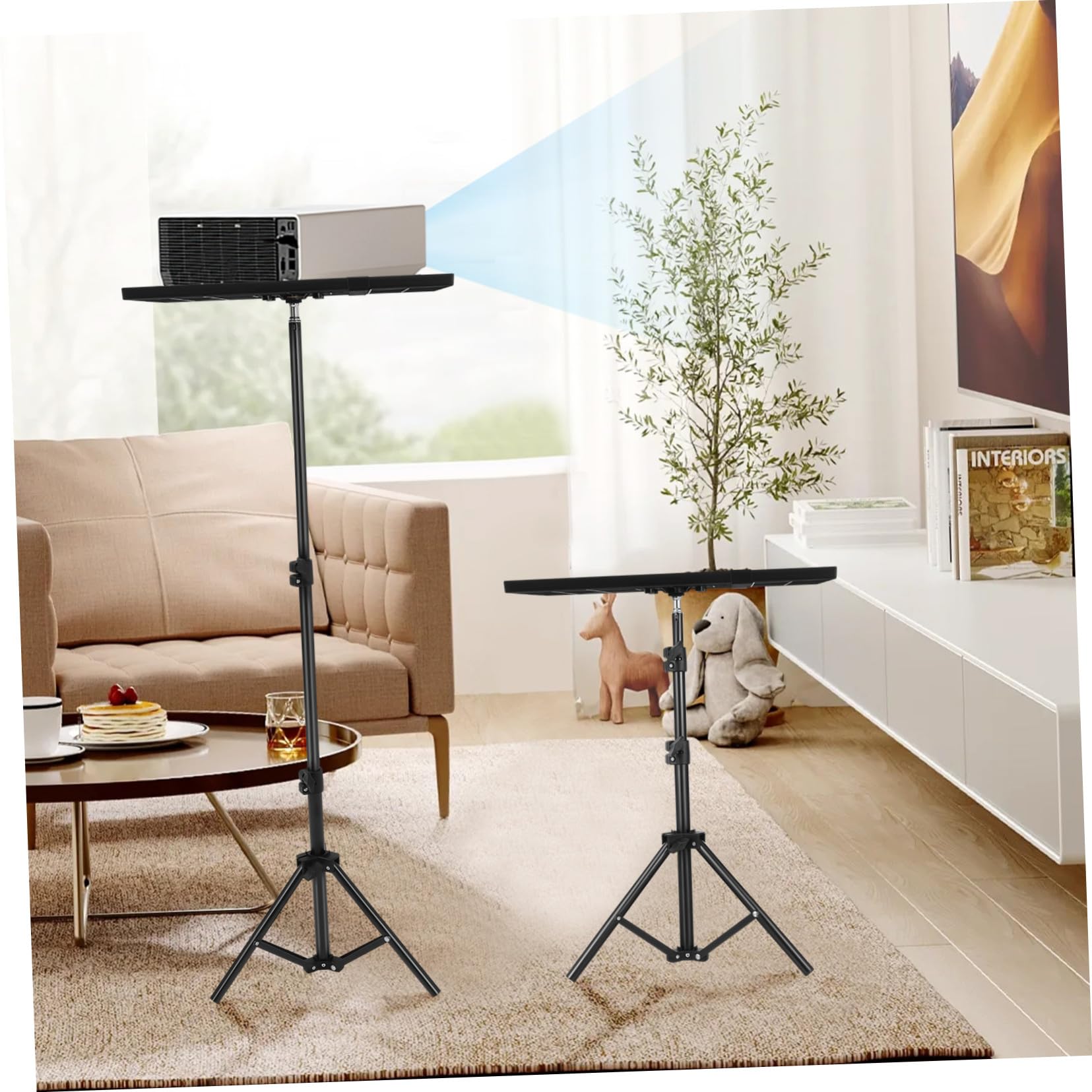 NUOBESTY Supporto per Proiettore Vassoio Regolabile in Metallo e Plastica, Altezza Massima 120 Cm, Leggero e Portatile per Sala Spettacoli, Streaming e Casa