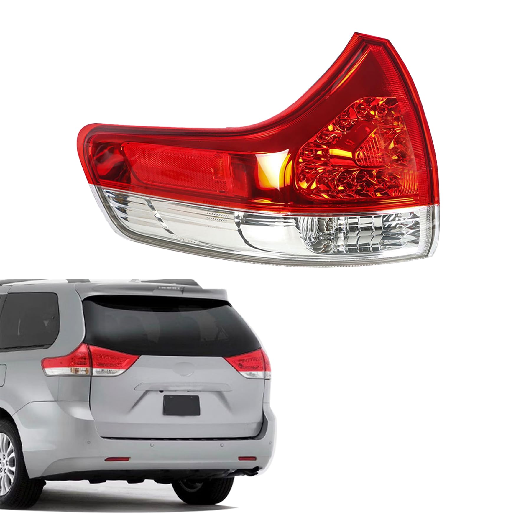 WFLNHB Left Side Tail Light Replacement for Toyota Sienna 2011 2012 2013 2014 Rear Tail Light Lamp Assembly TO2804107 8156008030 Driver Side
