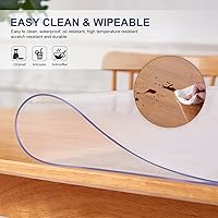 Vista 9 de Protector de plástico de cristal para mesa de comedor, de 26 x 60 pulgadas, mantel de PVC transparente, alfombrilla para mesa de café, mantel