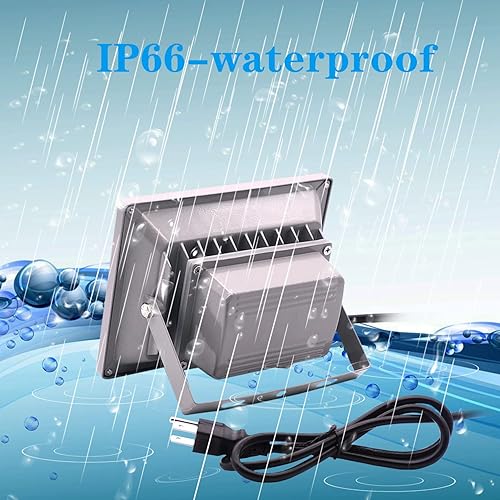 Miniatura 2 de HANNAHONG Foco LED RGB de 10 W que cambia de color con control remoto, enchufe de cable de 5 pies, 4 modos de flash, regulable, IP 66 a prueba de