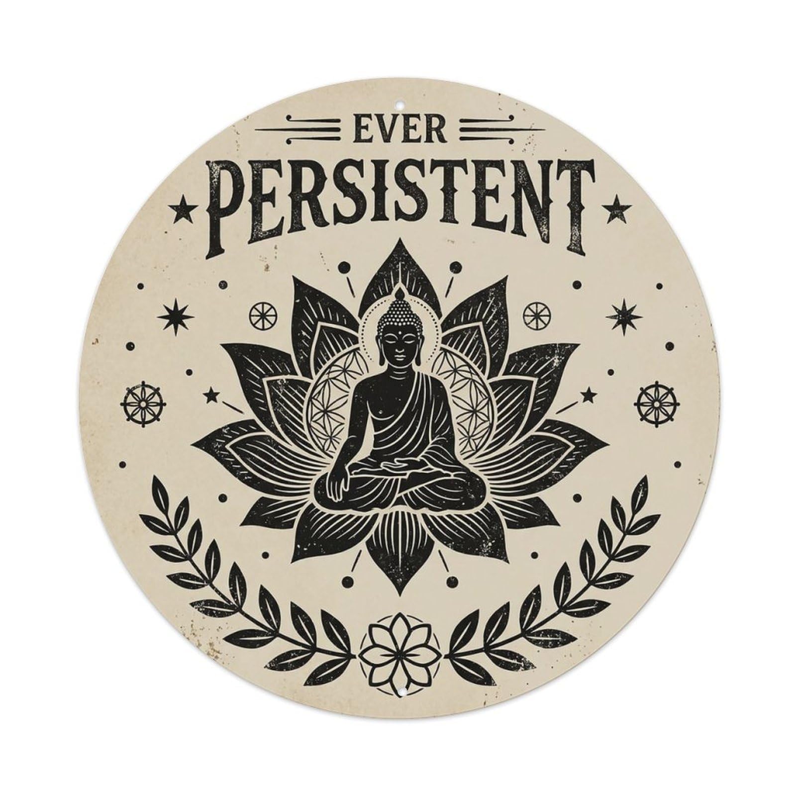 Zen Flower Meditation Den Persistent Vintage Metal Tin Sign Plaque Wall Decor for Cafe, Club Bar, Office, Garden Metal Poster 8x8Inch