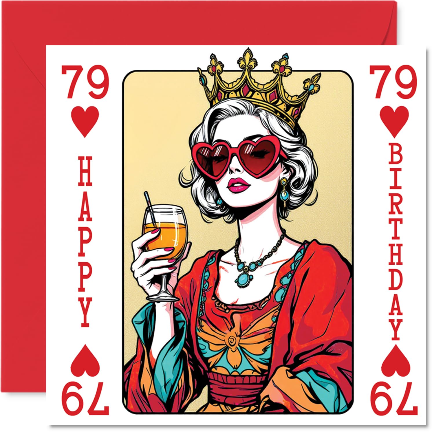 79th Birthday Cards for Women, Queen Playing Card