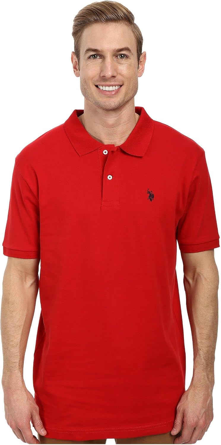 U.S. Polo Assn. Men's Solid Short Sleeve Interlock Polo Shirt, Golf Shirts for Men, Business Casual Polos
