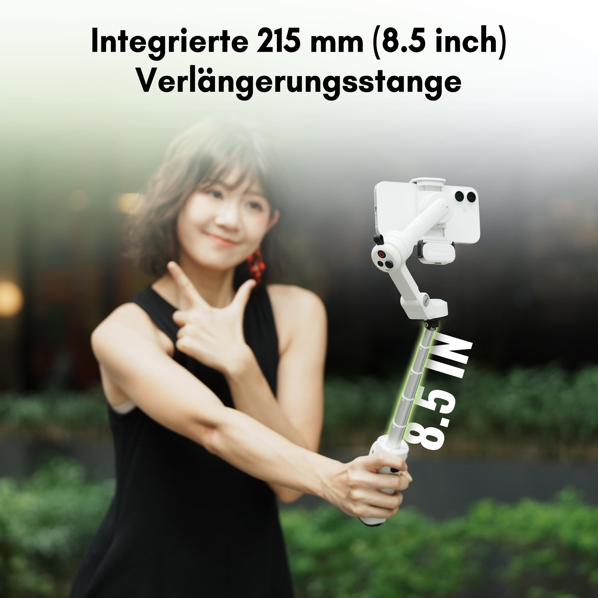 ZHIYUN Smooth Q5 Ultra [Offiziell] Gimbal-Stabilisator für Smartphone, Integriertes Aufhelllicht/Verlängerungsstange/Stativ, 13.5H Akkulaufzeit, Tragbar und Faltbar,3-Achsen-Gimbal für YouTube, TikTok