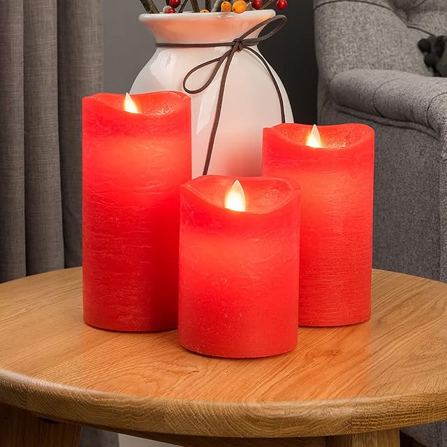 Flameless LED Candles Battery Operated Real Wax Flickering Flame Set of 3 Christow
