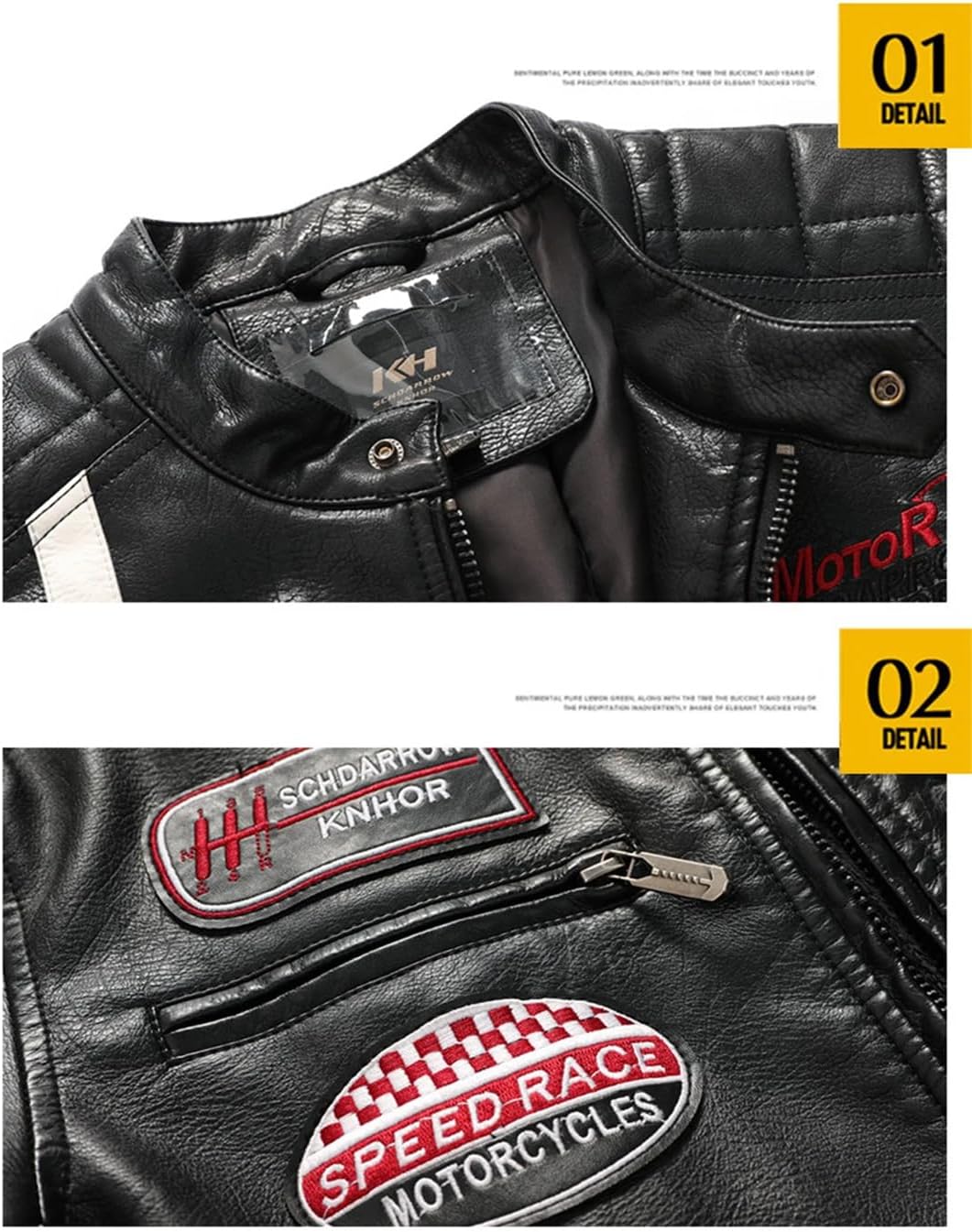 Hcclijo Mens PU Jackets Vintage Moto Leather Motorcycle Jackets Biker Faux Leather Zipper Coats