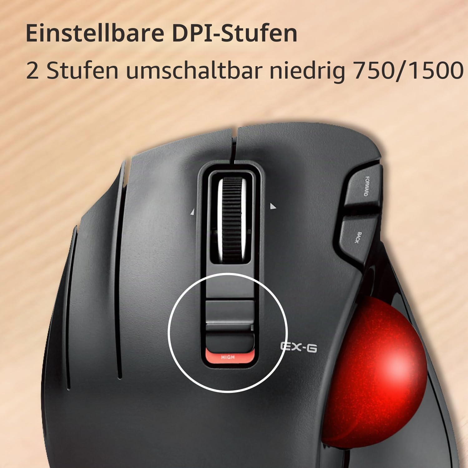 ELECOM EX-G Trackball Maus, Linkshänder, 2.4GHz Drahtlos, Daumensteuerung, 6-Tasten-Funktion, Neigungsrolle, Ergonomisch, Für PC/Laptop, Kompatibel mit Windows 11/MacOS, Modell M-XT4DRBK-G