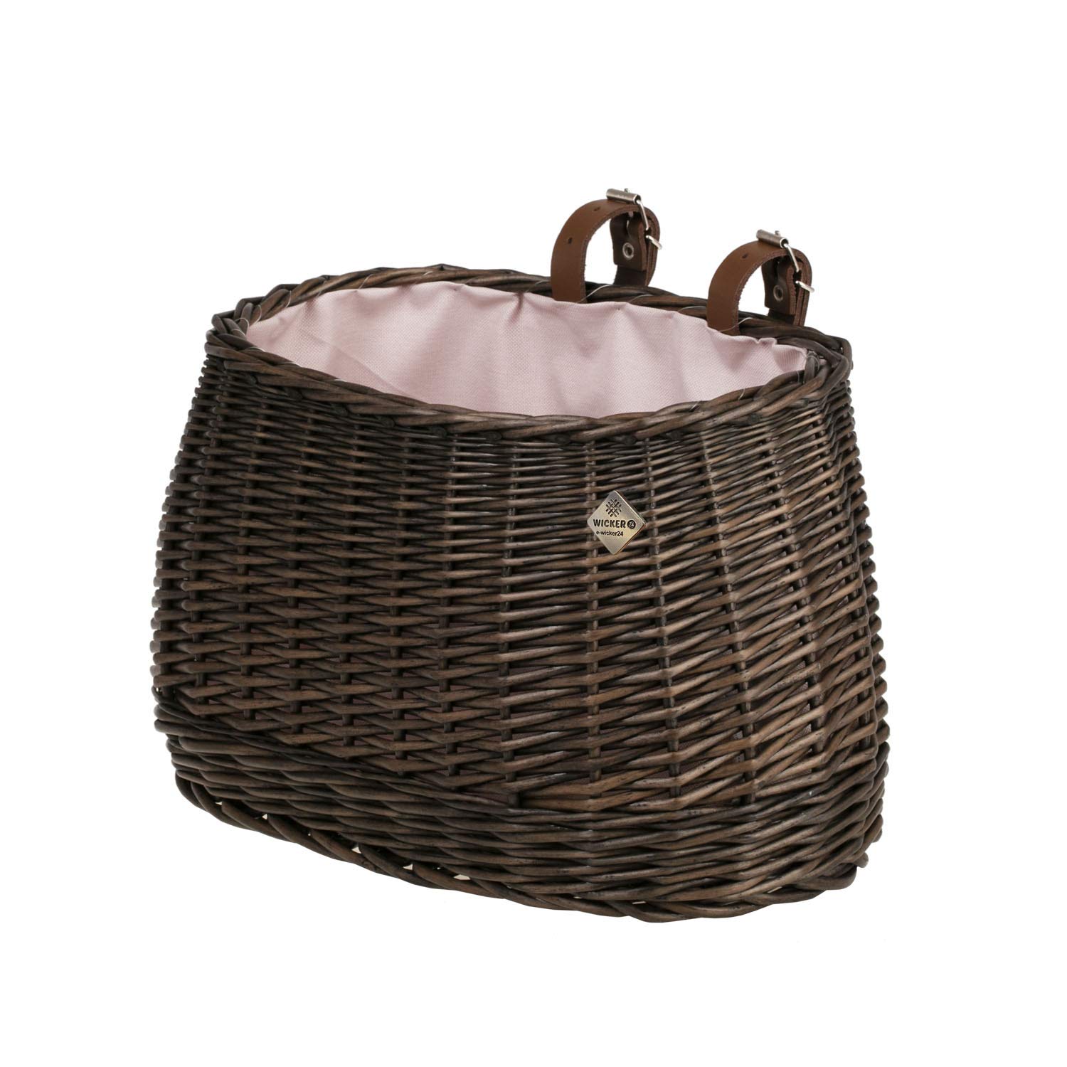 e-wicker24 Großer Fahrradkorb aus Weide für Lenker, Geflochtener Frontkorb im Retro-Stil