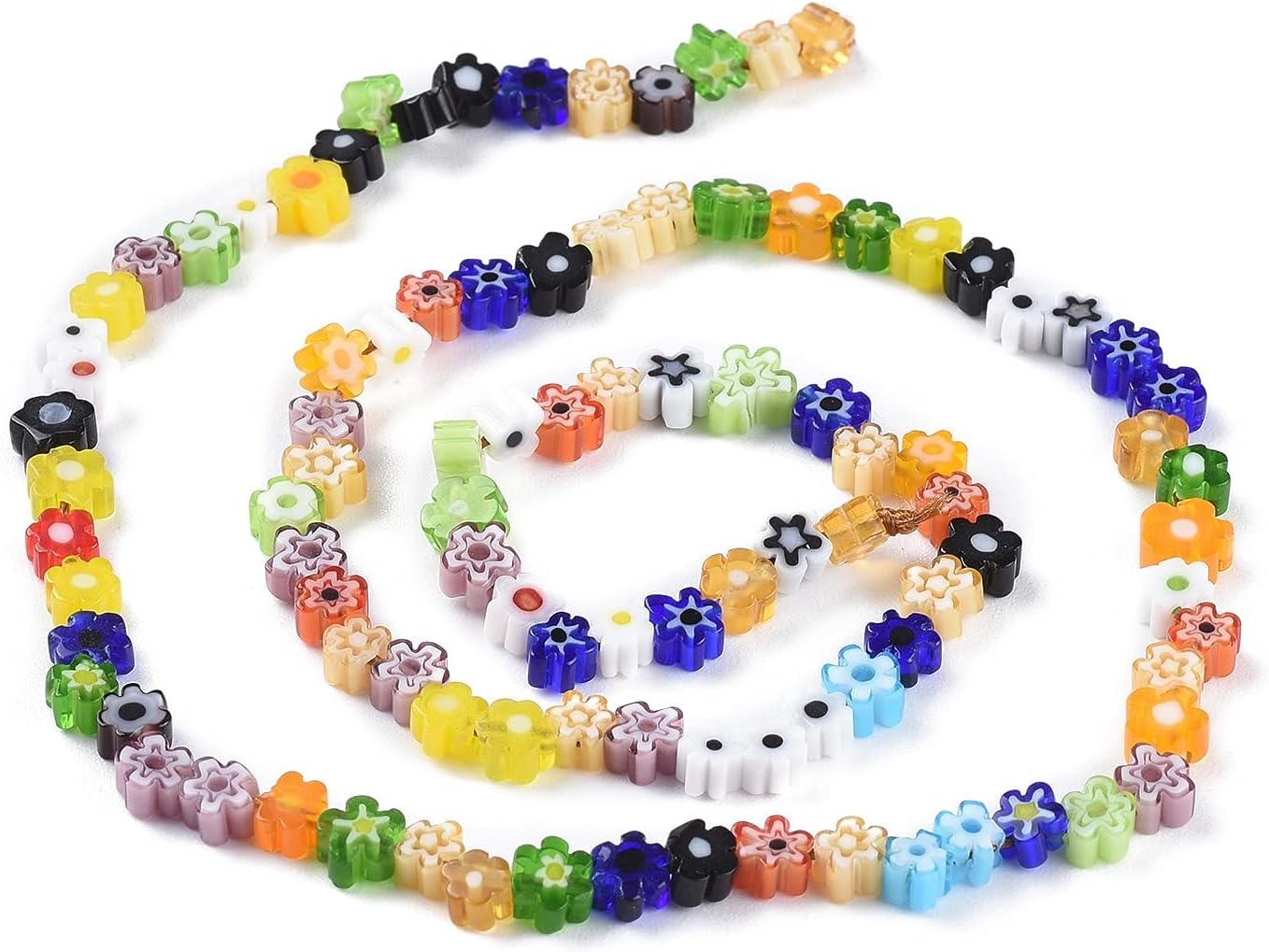 Airssory 250 Pcs Handmade Millefiori Glass Beads Flower for DIY Jewelry Necklace Bracelet Earrings Craft Making Supplies - 4x2.6mm - Image 8