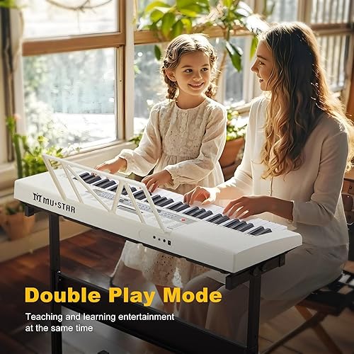 Miniatura 17 de Teclado de piano de 61 teclas, piano eléctrico con teclas iluminadas, 255 tonos/ritmos, sistema de aprendizaje inteligente, auriculares, micrófono