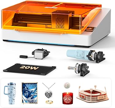 TOOCAA NOVA 20W Smart Laser Engraver, 5MP AI Camera Positioning, Auto Focus, 360 Rotary Kit/Air Assist, AI Material Recognition, Laser Engraving Machine for Tumblers Wood Acrylic Metal Jewelry
