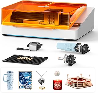 TOOCAA NOVA 20W 스마트 레이저 조각기, 5MP HD 카메라 포지셔닝, 자동 초점, 360° 회전 키트/에어 어시스트, AI 소재 인식, 텀블러용 레이저 조각 기계 목재 아크릴 금속 주얼리용