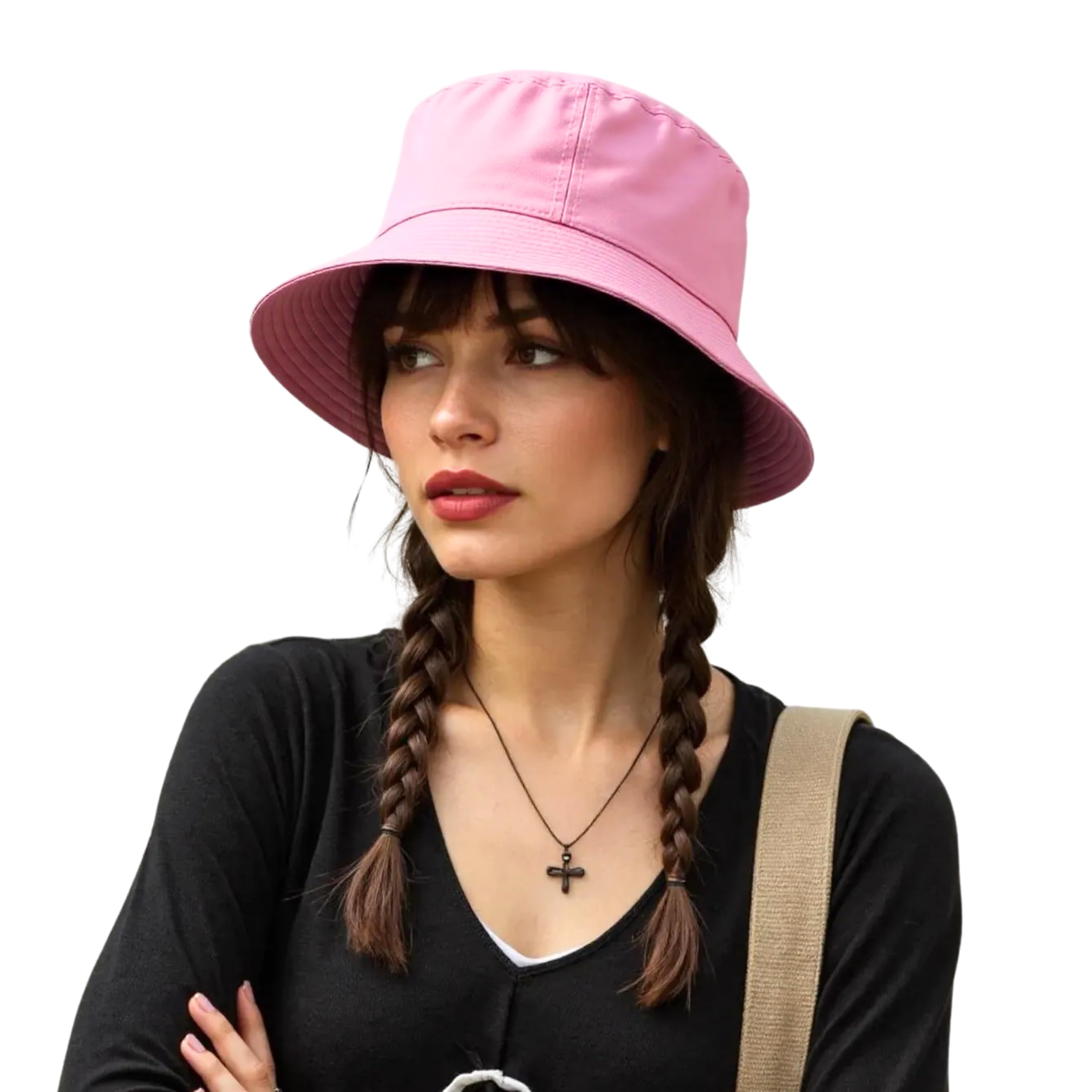 dedicated Bucket Hat - Unisex Cotton Packable Sun Hats for Men & Women - Lightweight, Breathable Summer Beach Hat - Fashionable Outdoor Travel Cap for Hiking, Fishing & Casual Wear Pink-picture-31
