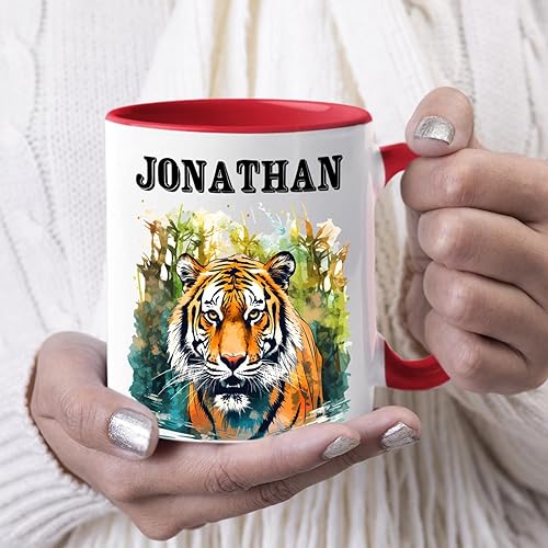 Miniatura 6 de Taza de café personalizada de tigre Elige el nombre para papá, mamá, amigos Cumpleaños Taza personalizada de animal de 11 onzas Taza de viaje