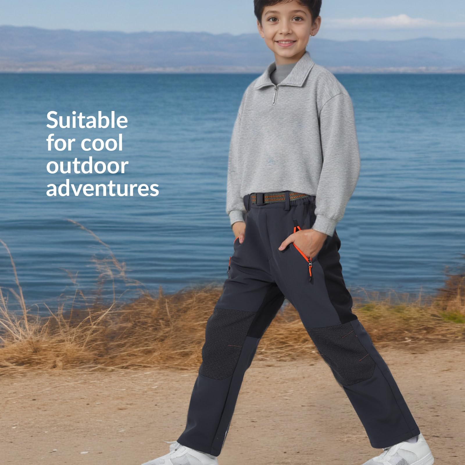 SUKUTU Pantalones de esquí de Invierno Impermeables y Cortavientos para niños, para niños y niñas, Talla Grande, Pantalones de montaña con Forro Polar y cinturón.