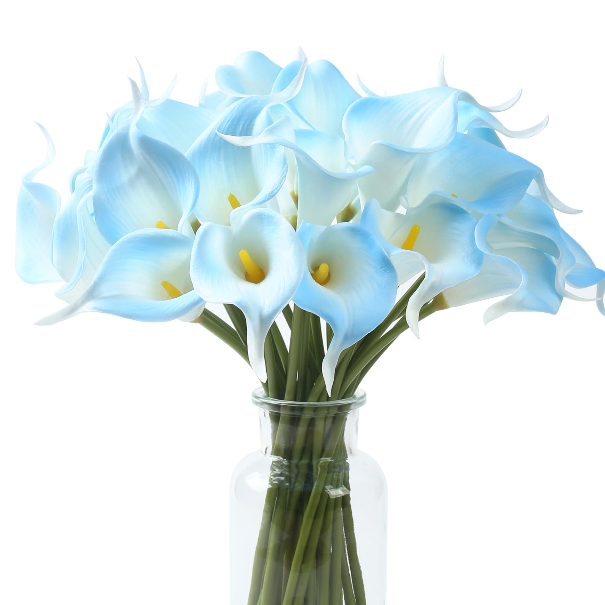 SITUMEIZI 24 PCS Light Blue Fake Flowers