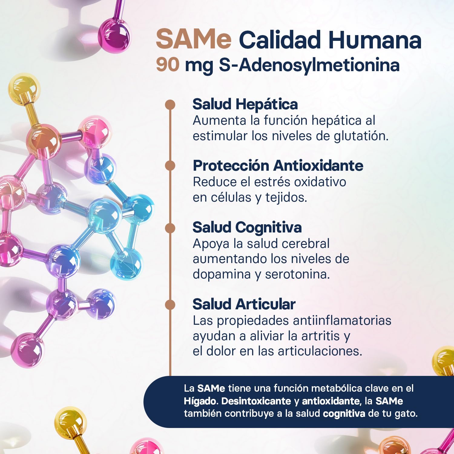 Suplemento Hepático para Gatos - Suplemento de Cardo Mariano para Mejorar la Salud Hepática - con S-Adenosilmetionina (Same) y Silibina - 30 Comprimidos