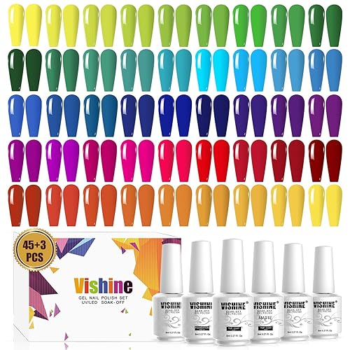Miniatura 10 de Vishine Juego de 24 colores de esmalte de uñas de gel, kit de esmalte de uñas de gel para uñas LED UV para arte de uñas, 0.3 fl ozPC, paquete de 24