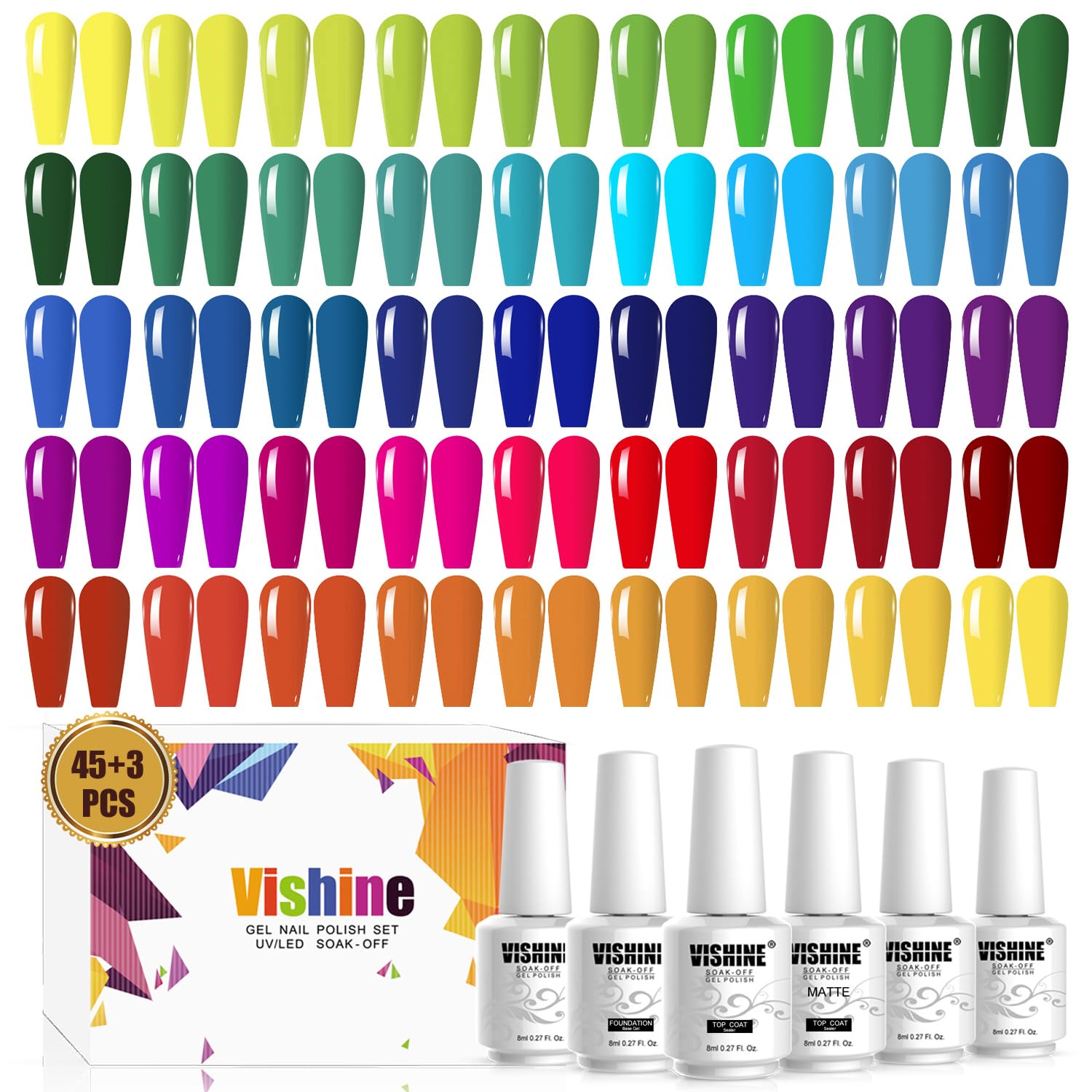 Amazon.com : Vishine 48Pcs Gift Set Gel Nail Polish Kit Soak Off
