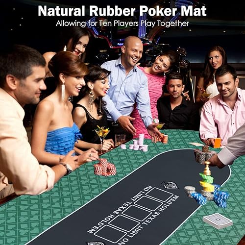 Miniatura 51 de Alfombrilla de póquer profesional impermeable, 8 jugadores de goma portátil Texas Hold'em Poker mesa de póquer con bolso con cremallera para jugar