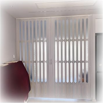 56 62 68 76 80 in Large Double Bifold Door, Brown White Black Aluminum Frame Accordion Doors with Glass for Interior Exterior Patio/Pantry/Drawing RoomWhite,60x80in152.4x203cm