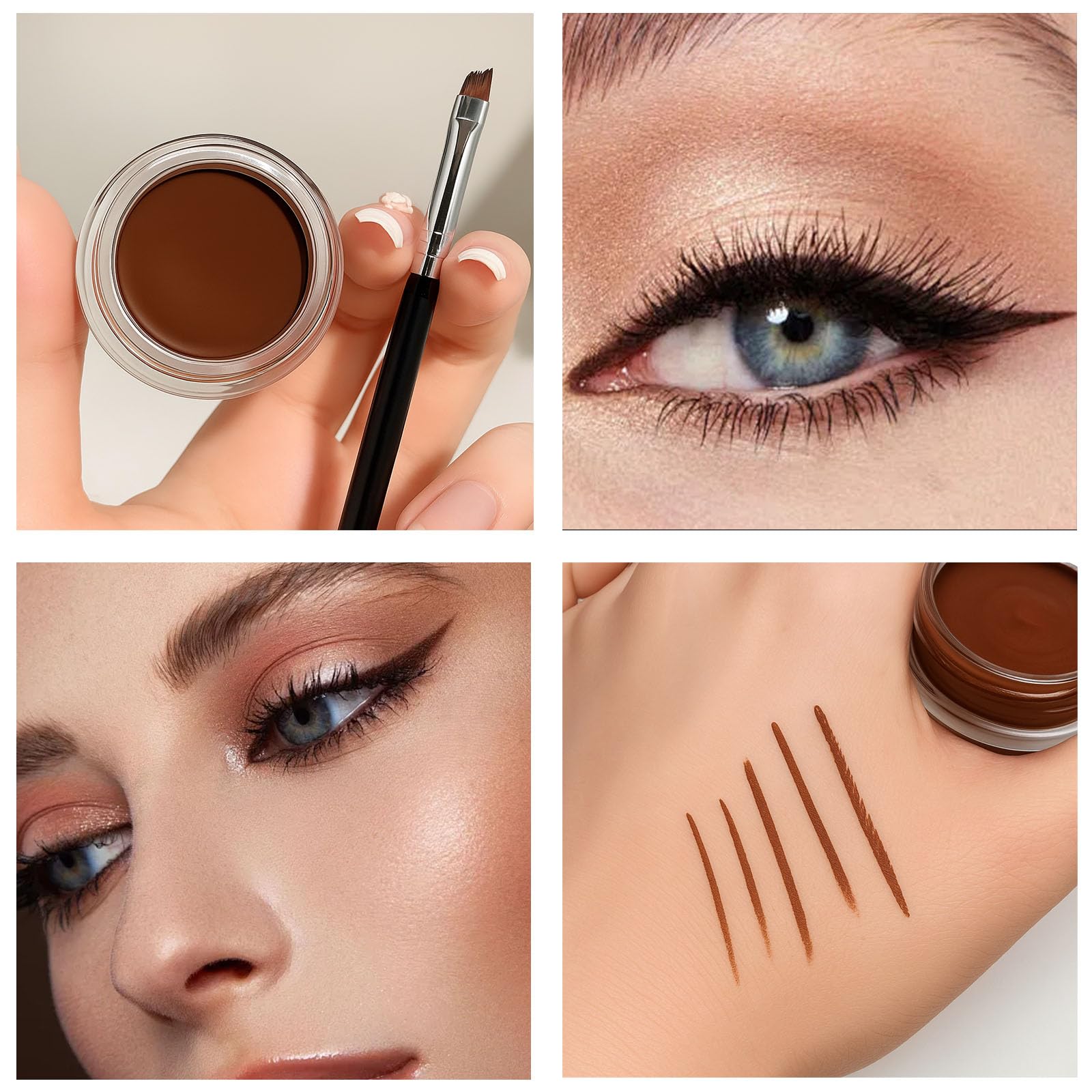 Waterproof Gel Eyeliner & Brow Pomade in Brown, Long-Lasting Smudge-Proof High Pigment Formula, Dual Use for Eyes & Brows - Image 3