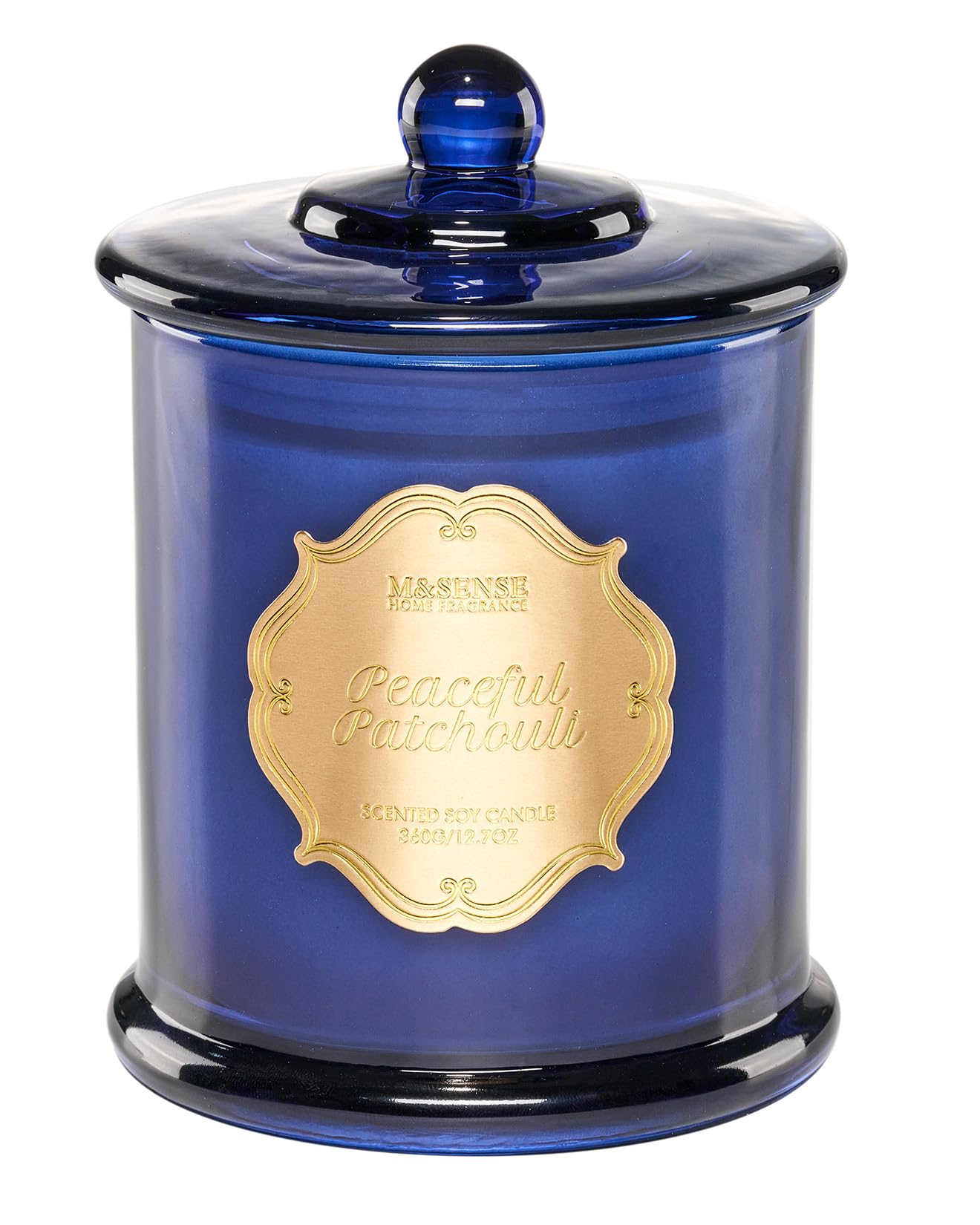M&SENSE Candela al Patchouli per la Casa Profumata di Soia Organica Non Tossica Senza Fuliggine - Aromaterapica Rilassante per il Bagno e la Meditazione - 360g 75 Ore | Candela di soia biologica per alleviare lo stress, rilassamento, meditazione, regalo d