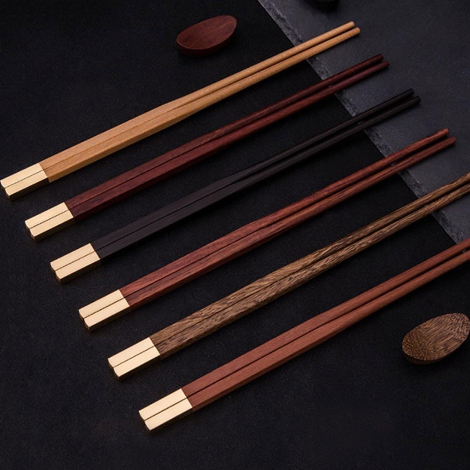 Baguettes réutilisables, Baguettes réutilisables, Baguettes jetables 6 Paires deles, Baguettes jetables 6 Paires de Baguettes de Style Chinois, Coffret Cadeau de Baguettes antidérapantes (G)