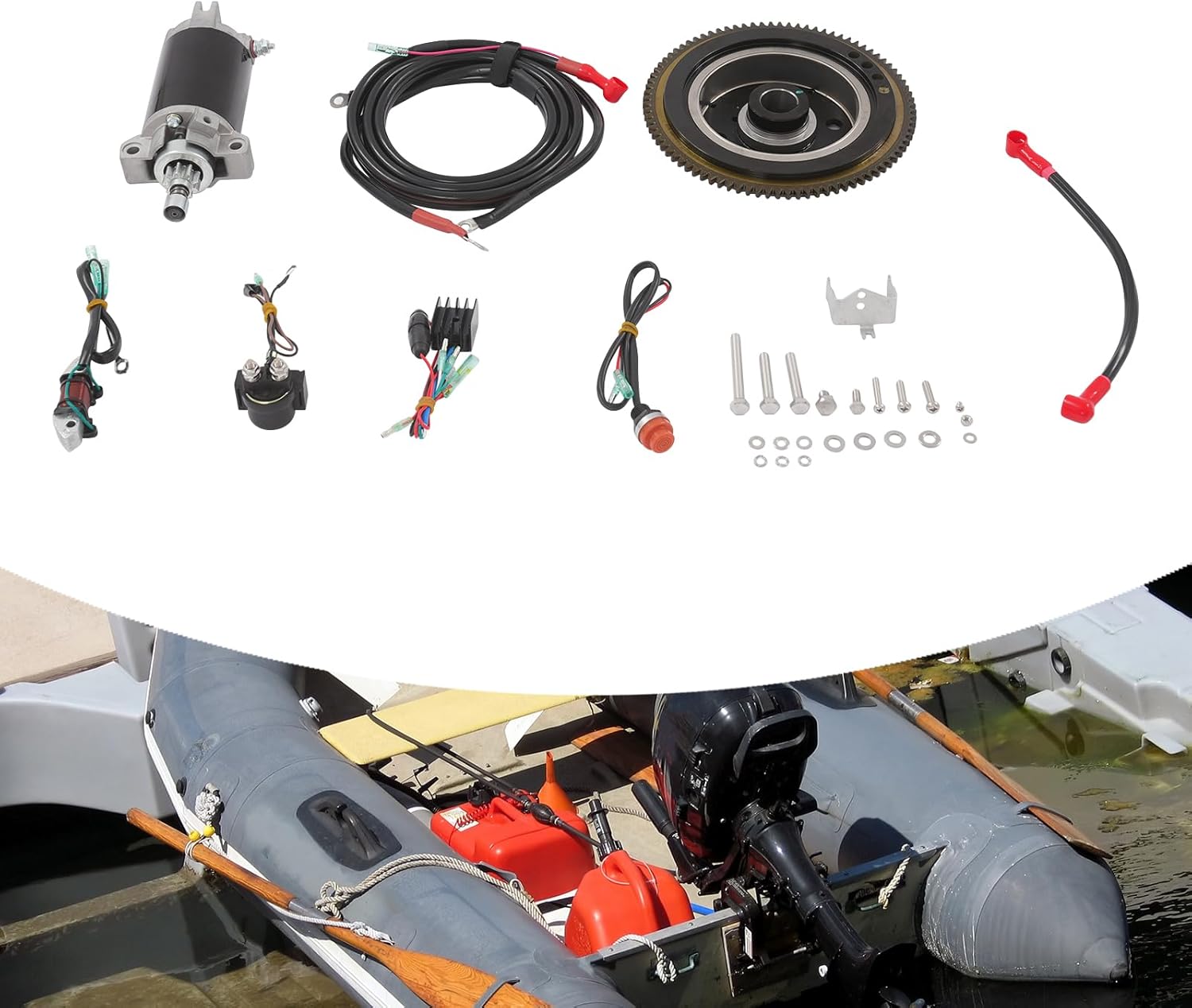 Electric Start Kit Fit for 40HP 2-Stroke Outboard Motor - Easy Installation, Durable Starter Motor Conversion Kit for Boating, Fishing & Marine Adventures