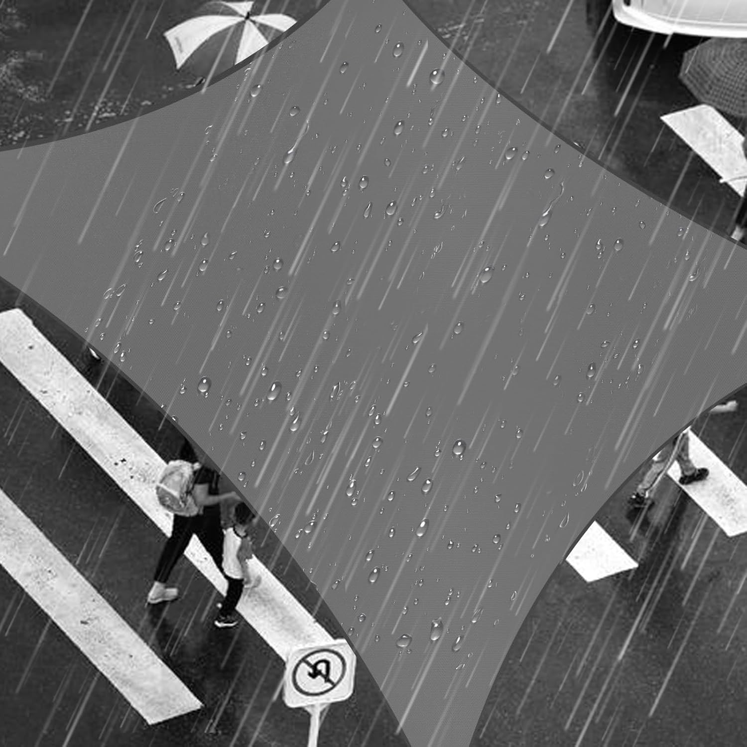 Shade&Beyond 12'X16' Waterproof Rectangular Sun Shade Sail, UV Block Sun Shades Outdoor, Shade Canopy for Garden Patio Backyard Lawn Deck, Dark Grey