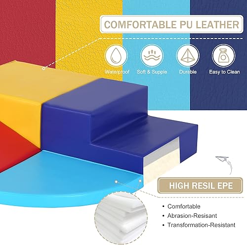 Miniatura 4 de Juego de 4 piezas de bloques de espuma escalador de esquina, juego de espuma para gatear y escalar para niños pequeños de 1 a 3 años, seguro para