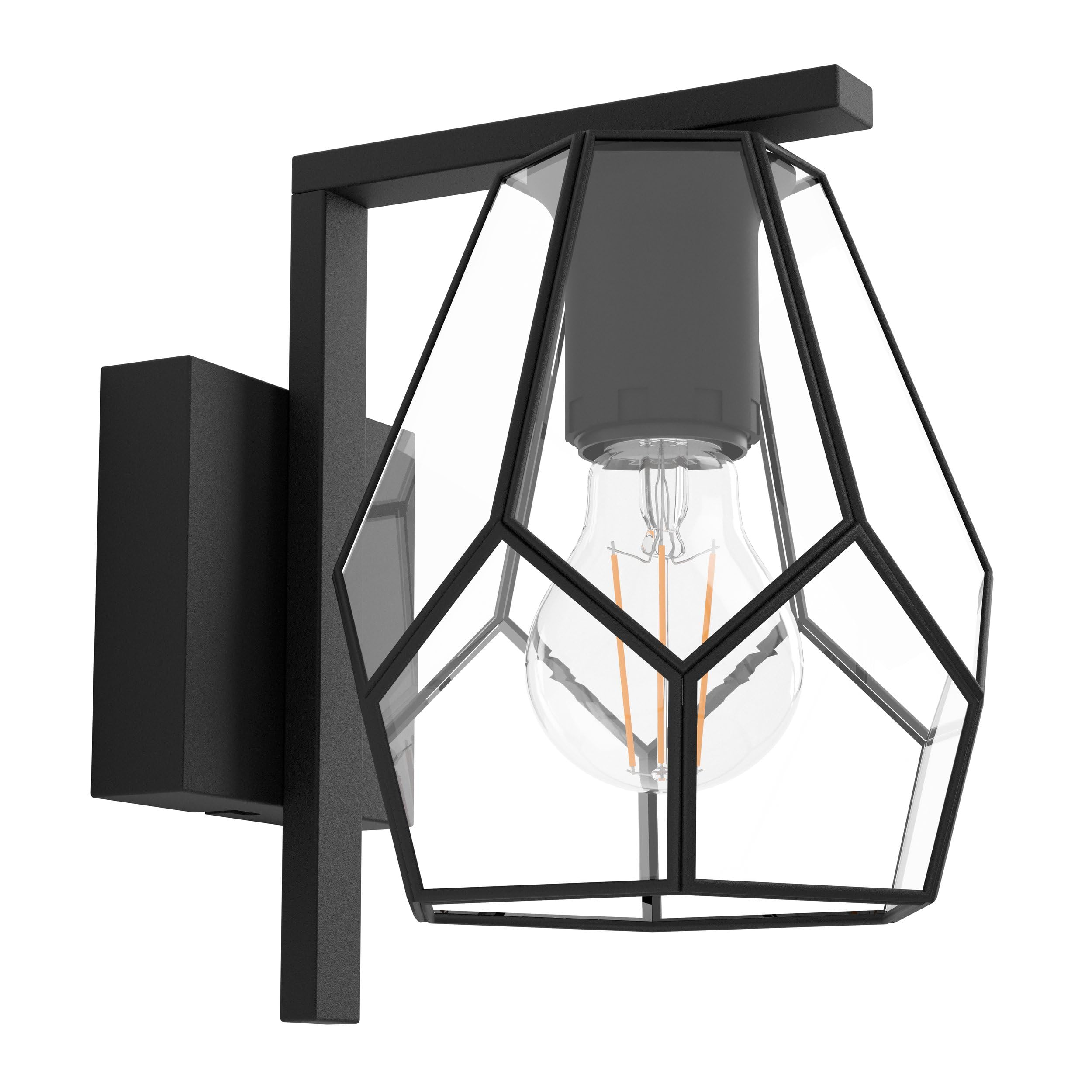 Eglo Indoor wall Light Mardyke, Industrial Style wall lamp Made of Clear Glass and Black Metal