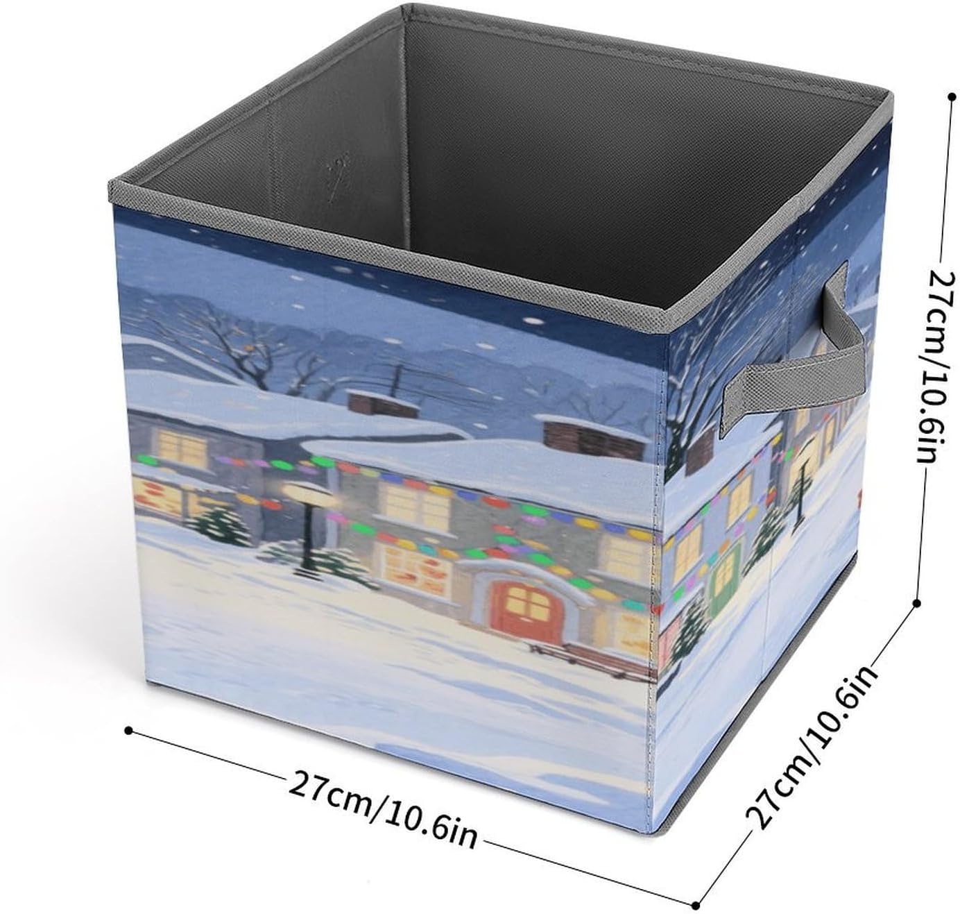 Home Laundry Basket Christmas Town Printed Storage Box Suitable for Home Bathroom Bedroom Clothes Storage Box