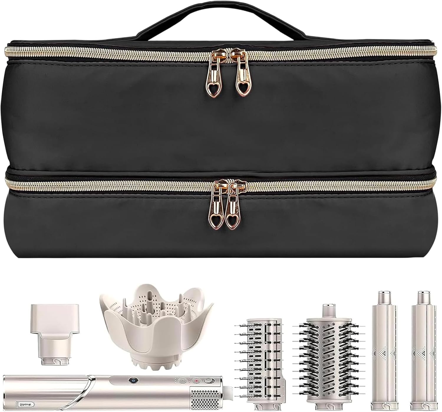 Waterproof Travel Carrying Case for Hair Dryer Shark Flexstyle FlexFusion Airwrap Brush Double-Layer Hair Accessories Tools Storage Bag for Revlon Hairdryer Styler Organizer, Black Waterproof Travel Carrying Case for Hair Dryer Shark Flexstyle FlexFusion Airwrap Brush Double-Layer Hair Accessories Tools Storage Bag for Revlon Hairdryer Styler Organizer, Black