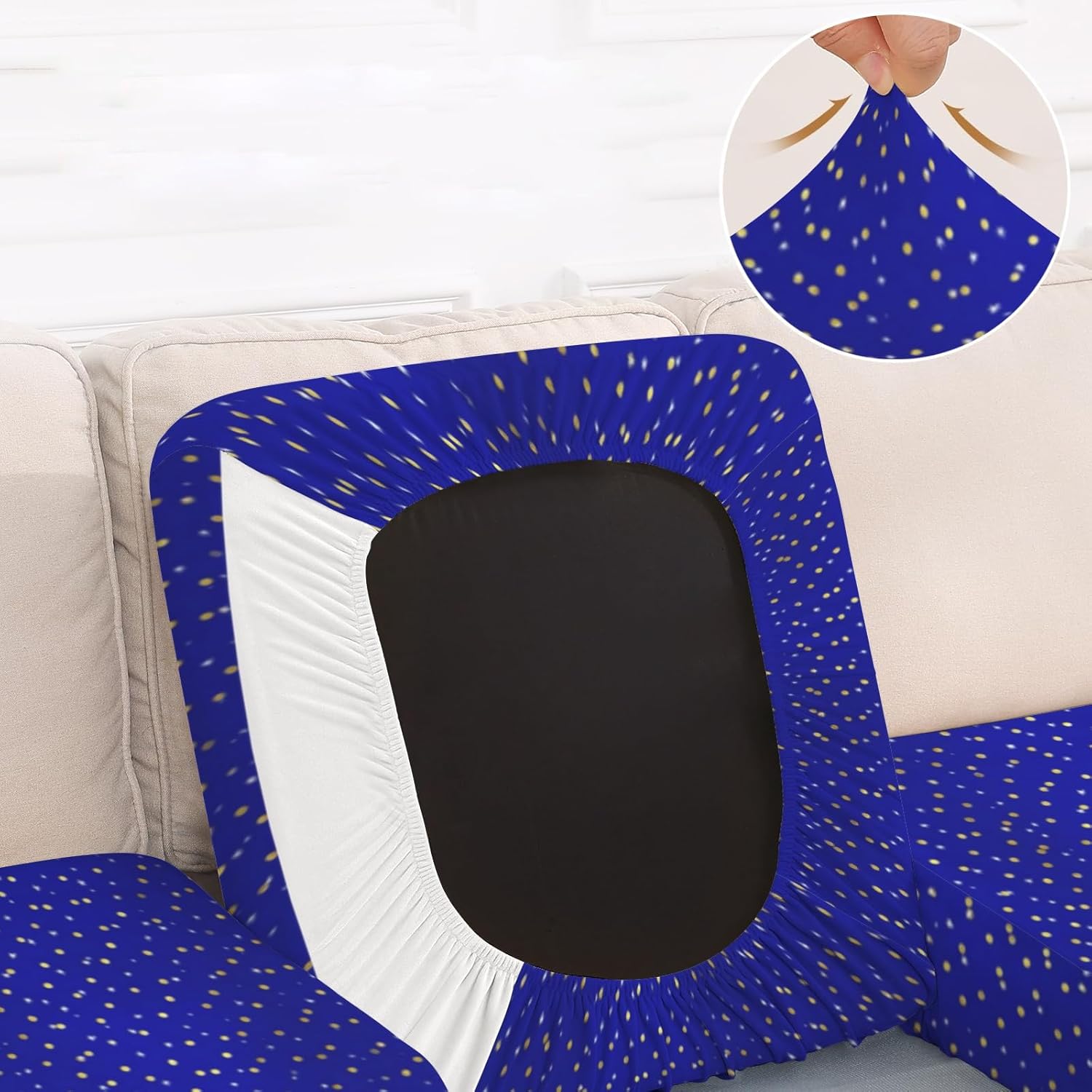 Blue Starry Night Vibe Loveseat Covers Couch Covers for 2 Cushion Couch, 2-Piece Stretch Sofa Slipcovers Anti-Slip Washable Furniture Protectors for Dogs Pets