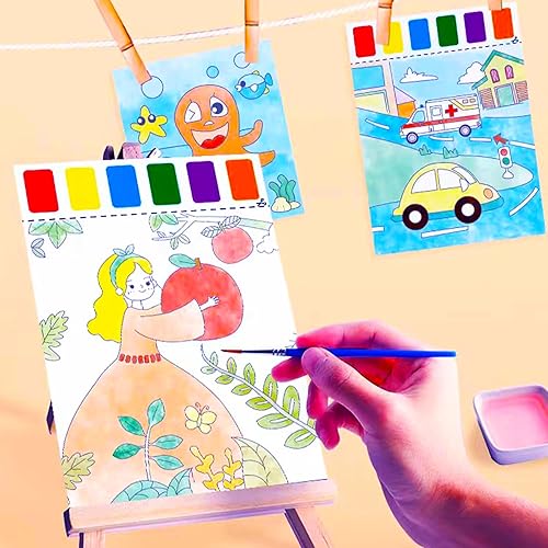 Miniatura 5 de Libros para colorear de agua para niños de 4 a 8 años, libro de pintura con agua para niños pequeños, papel de pintura de acuarela para niños y