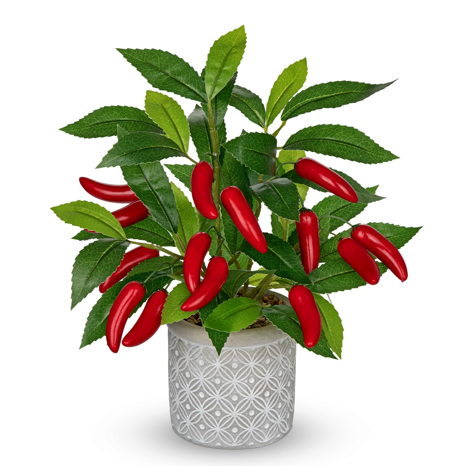 Hollyone 33CM Artificial Chili Pepper Plant in Cement Pot, Fake Potted Plant Decorative Faux Plants, Small Faux Chili Tree for Bedroom, Living Room, Bathroom, Desk, Table, Kitchen, Home Decor โ image 1
