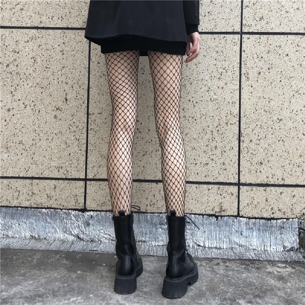 Sufune Collant a Rete Nero, Fishnet Stockings a Vita Alta per Donna, Calze da Pesca