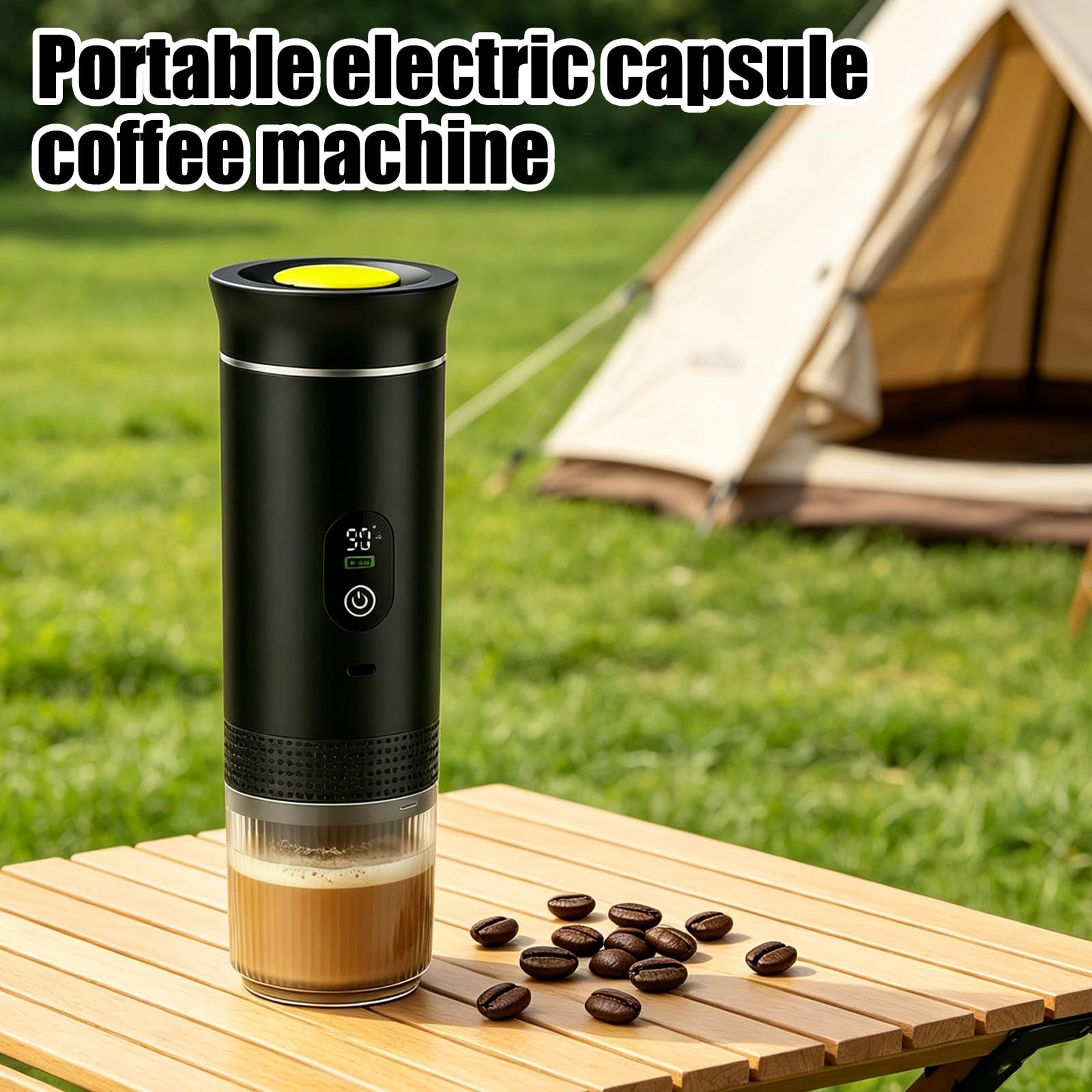 BORDEAG Macchina da caffè portatile 3 in 1, mini macchina da caffè USB, macchina da viaggio per capsule e caffè macinato, autoriscaldante, per campeggio, escursioni, viaggi, camper, nero
