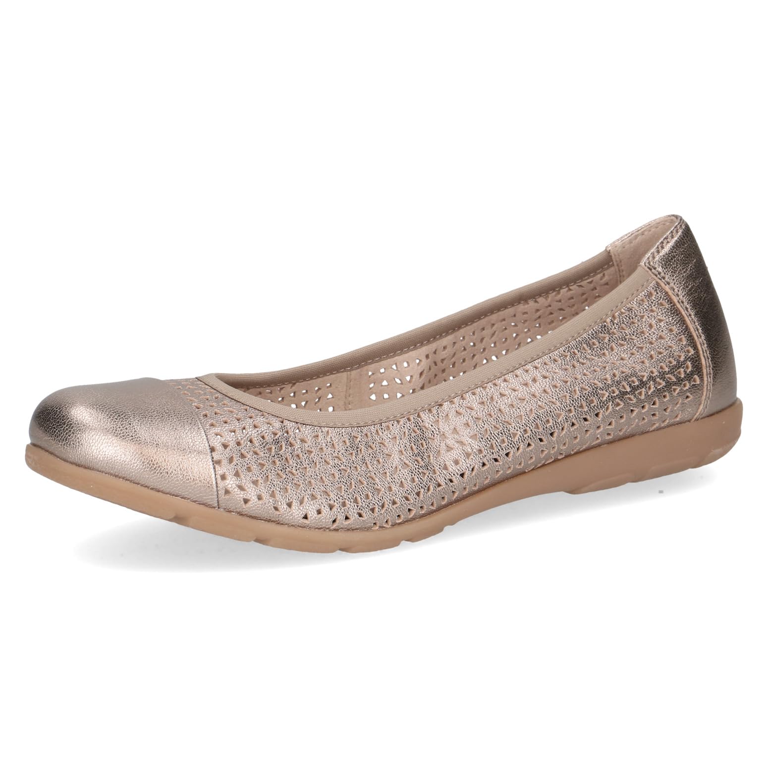 CAPRICE Women's Ballet Flats in Leather, Brown (Taupe Metallic), 6.5 UK