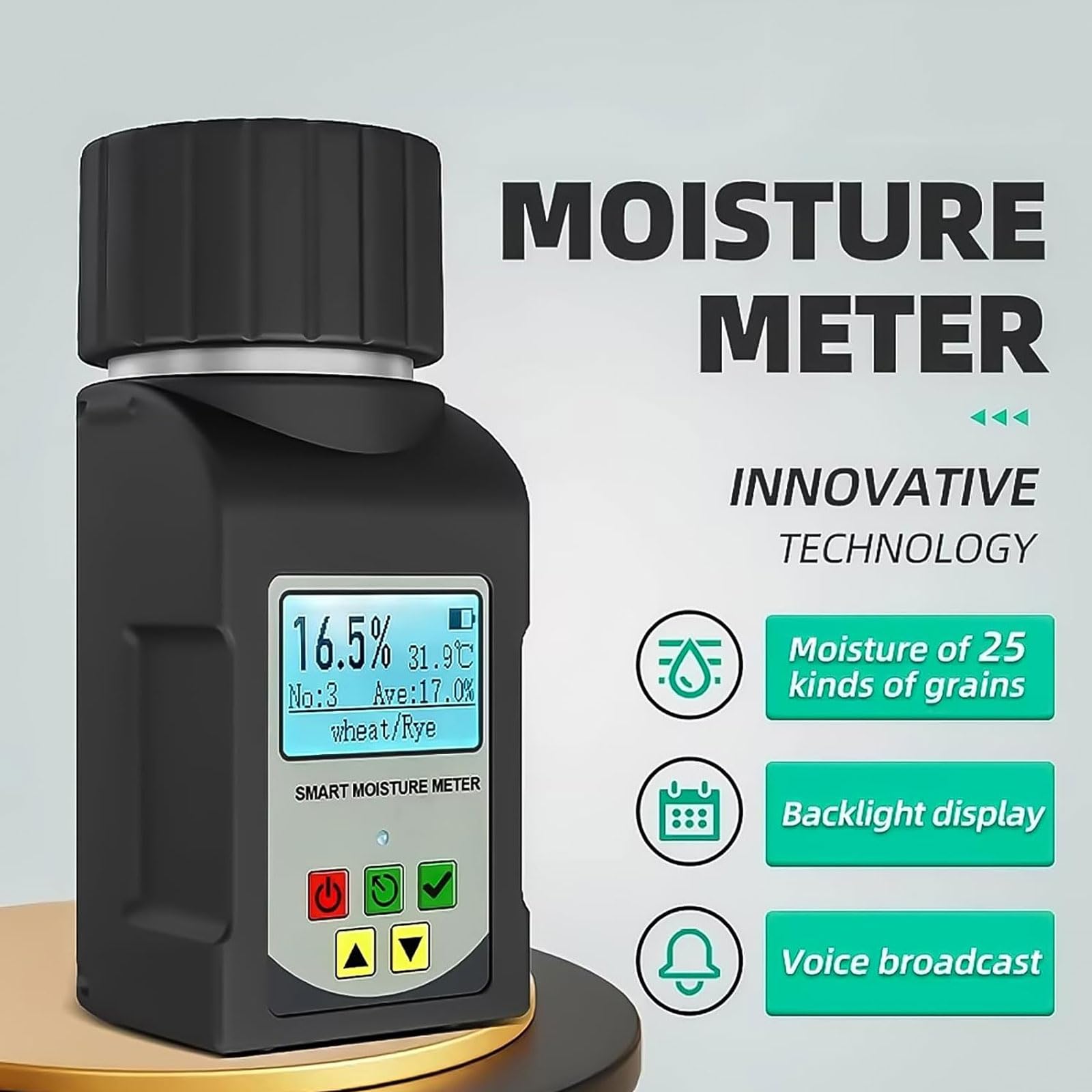 Medidor de humedad de granos, probador digital para 4.6%-36% de humedad, retroiluminación LCD, 99 lecturas, ajuste de temperatura, almacenamiento de datos, tipo taza de alta precisión