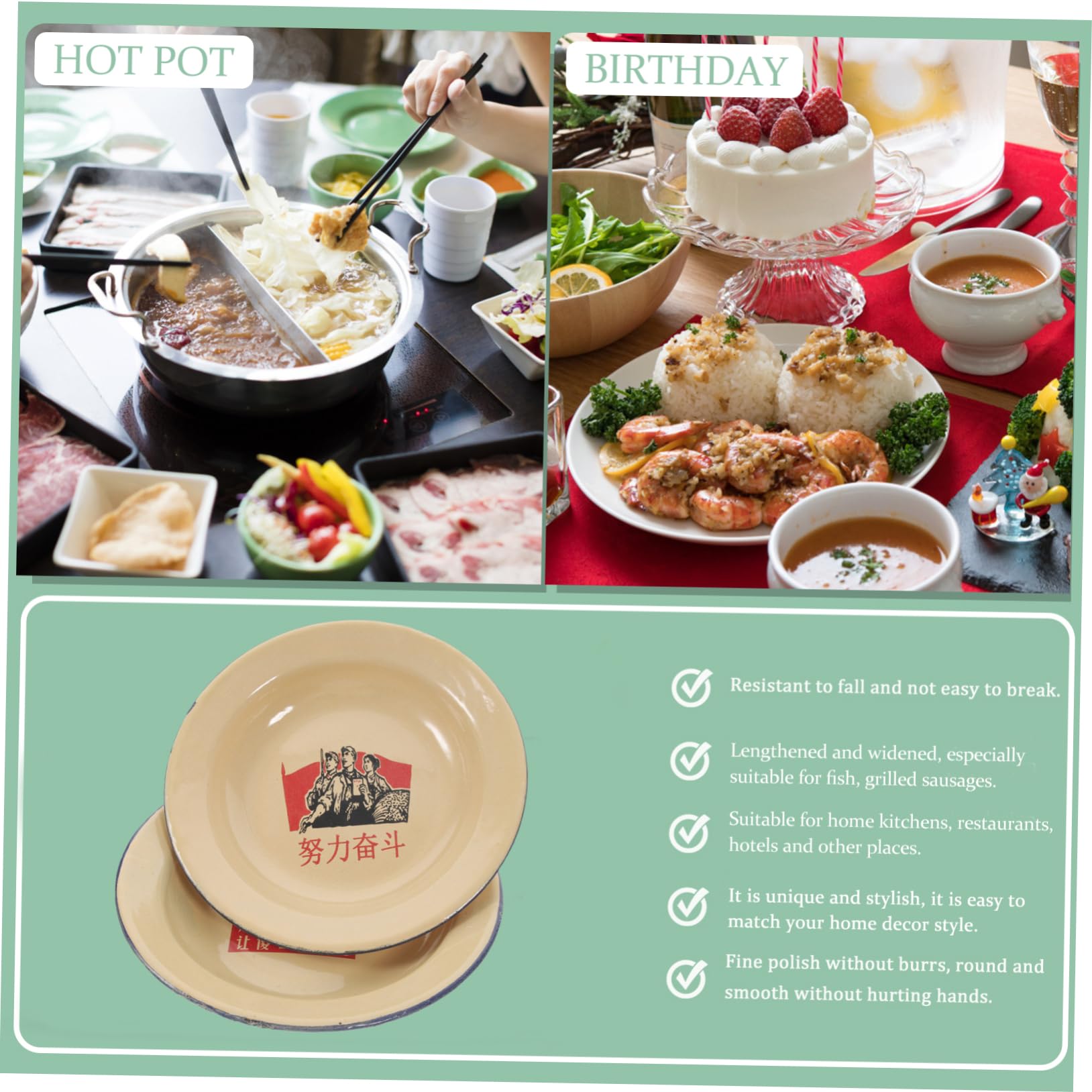 CIYODO Retro Appetizer Trays Large Serving Platters Roast Potato Baking Trays Hand Washable Ideal for Parties