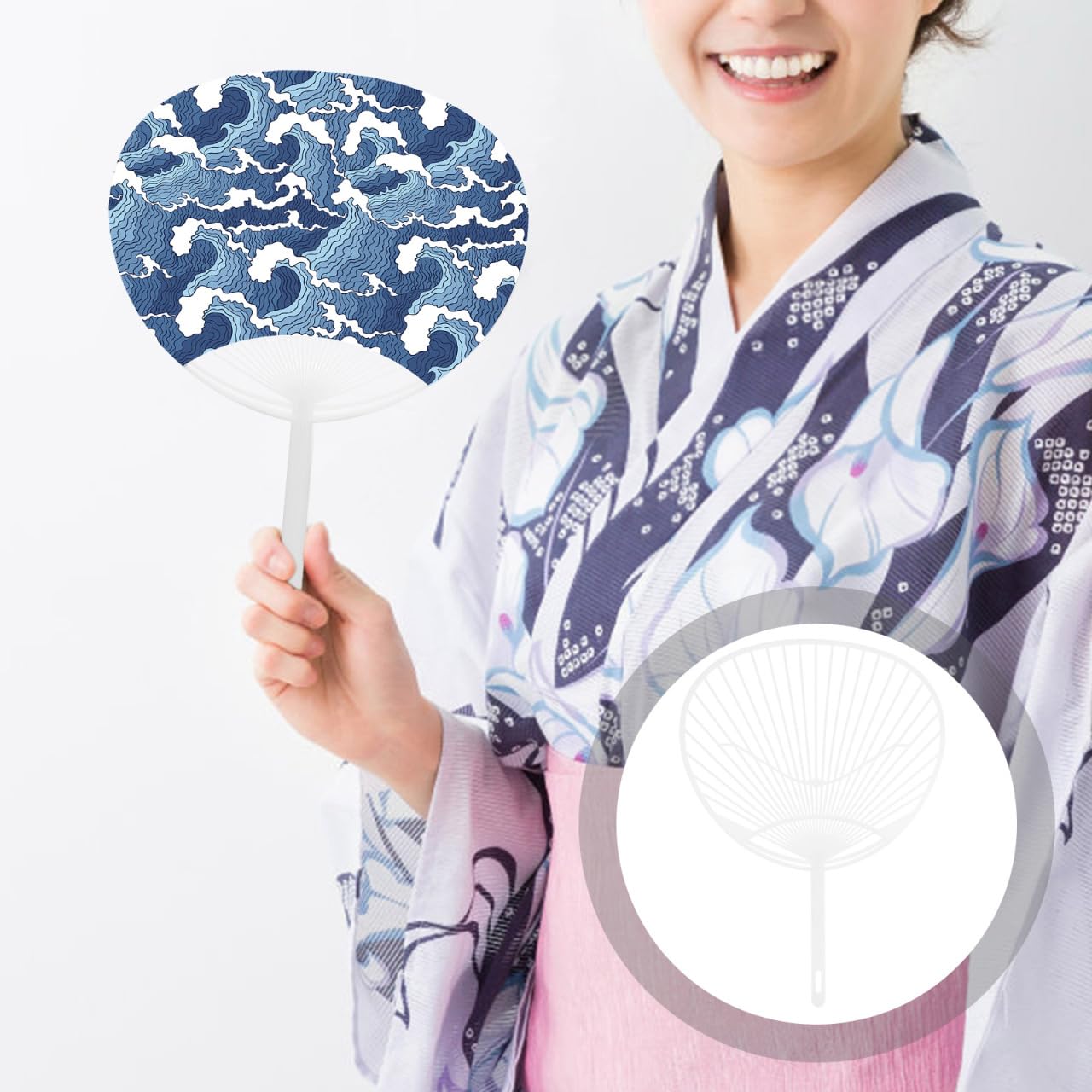 Amosfun Kit Fai da te Telaio Ventilatore Uchiwa 12.80X9.25 Pollici Plastica per Fabbricazione Di Ventilatore Portatile Personalizzato Decorazione Estate