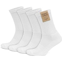 GoWith 4 Pairs Organic Cotton Crew Socks for Men & Women, Cushioned Athletic Sport Socks, Seamless Breathable Soft, 3504