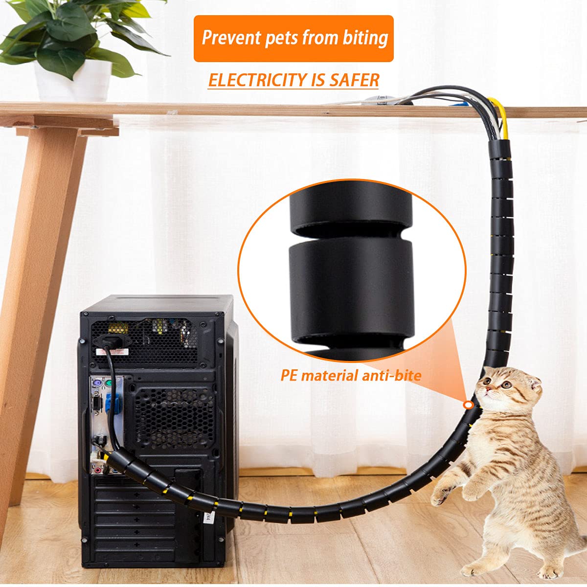 Spirale Avvolgi Cavo Flessibile, 3M Guaina per Cavi Flessibile, Raccogli Cavi, Raccogli Spiralato, con Fermaglio Guidafilo per Organizzare Cavi Di Tv, Computer, Home Theatre(∅0.87")