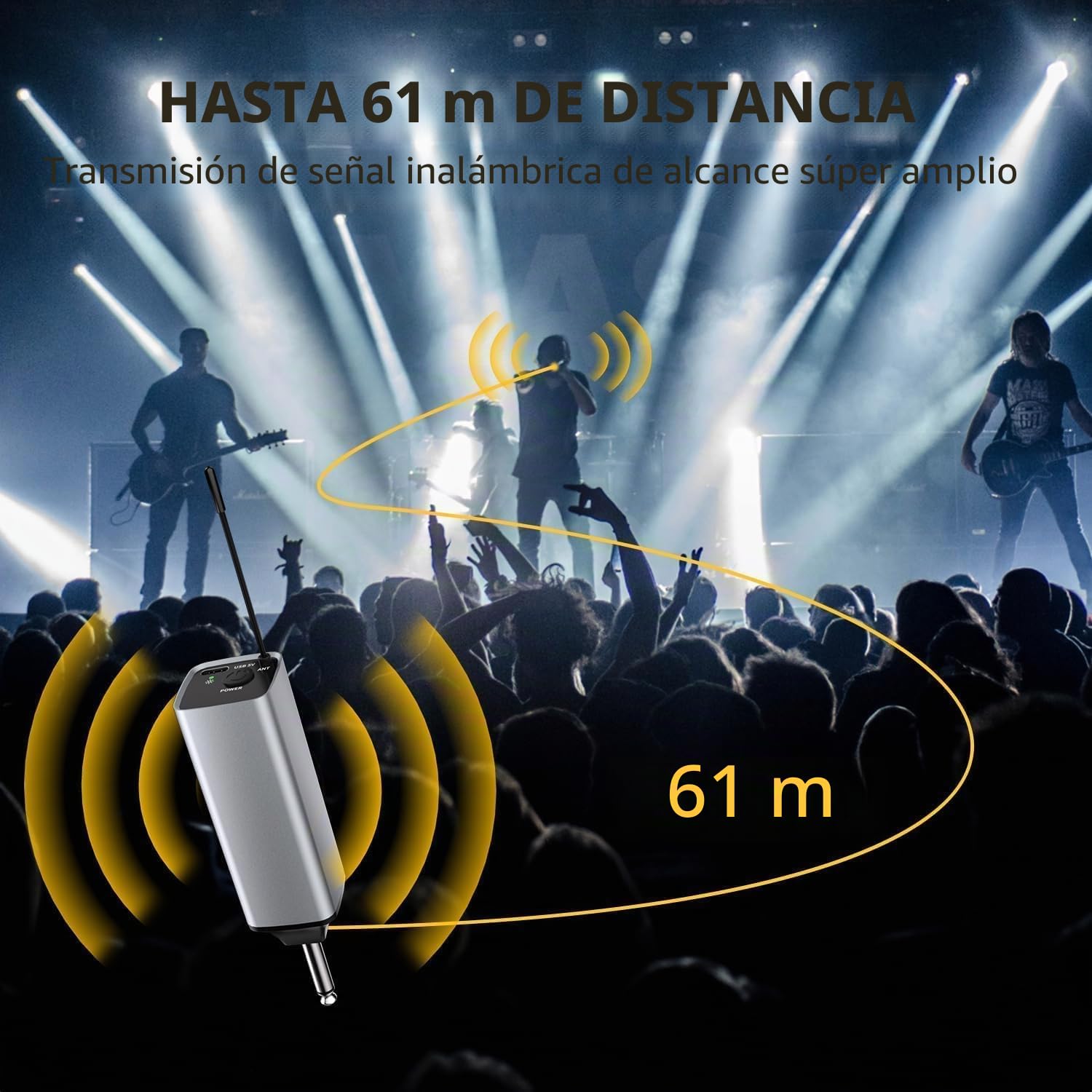 Micrófono inalámbrico, Sistema de micrófono inalámbrico UHF con Dos micrófonos de Mano inalámbricos y Receptor Recargable, Alcance de 200 pies, para Sistemas de megafonía, Karaoke, DJ, Canto