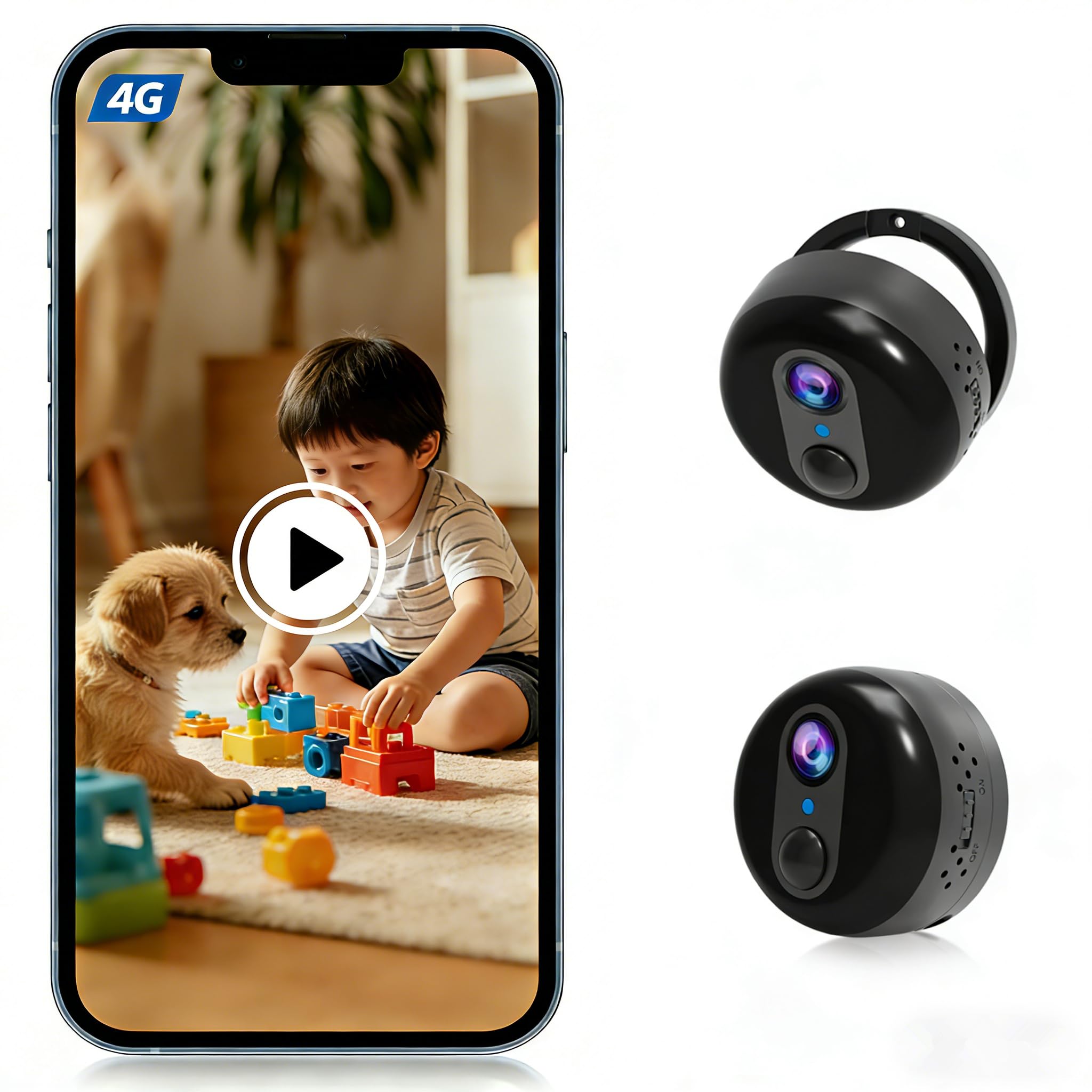 4G LTE Cellular Integrated Magnetic Foldable Stand Mini Camera WiFi-Free Security Camera SIM Card Included 4K HD Spy