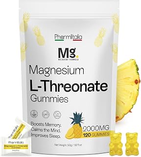 Magnesium L-Threonate Gummies for Adults & Kids 2000mg – Brain Supplements for Memory and Focus - Calm Magnesium Gummies for Improved Sleep and Healthy Mind (120 Count (Pack of 1))